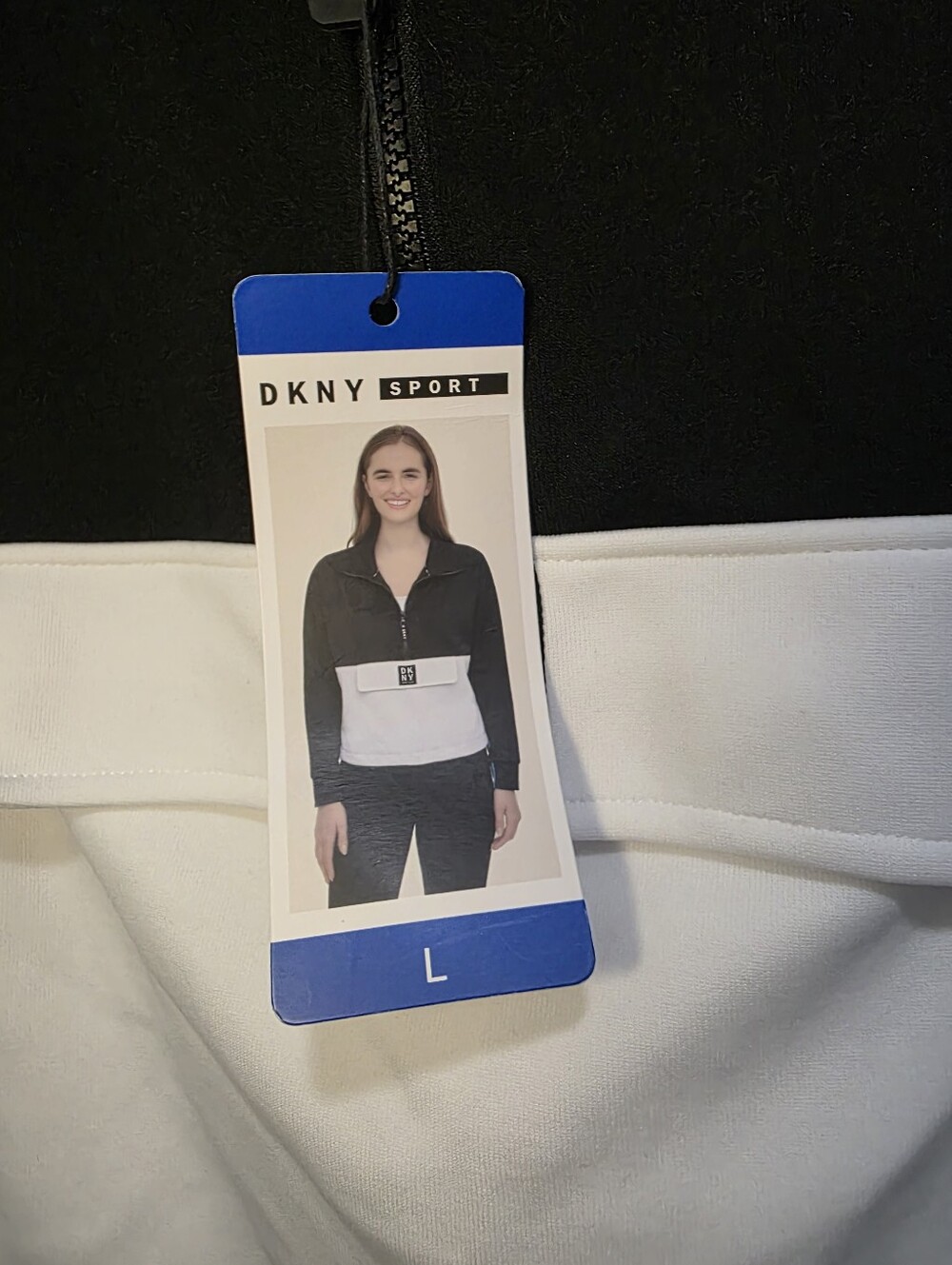 DKNY women's black and white colorblock Pullover